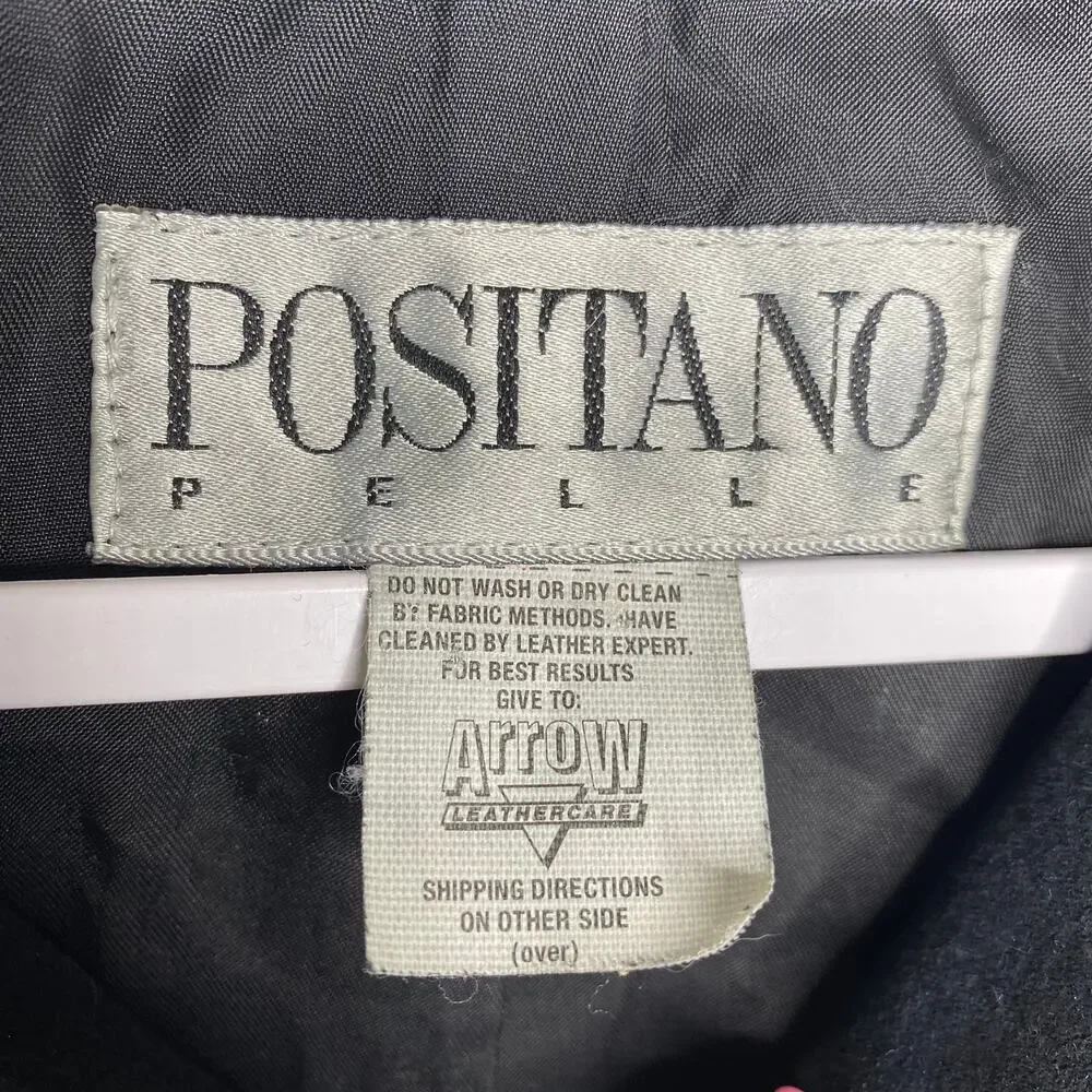 Vintage Positano Pelle Black with Silver Rhinestone Leather Jacket